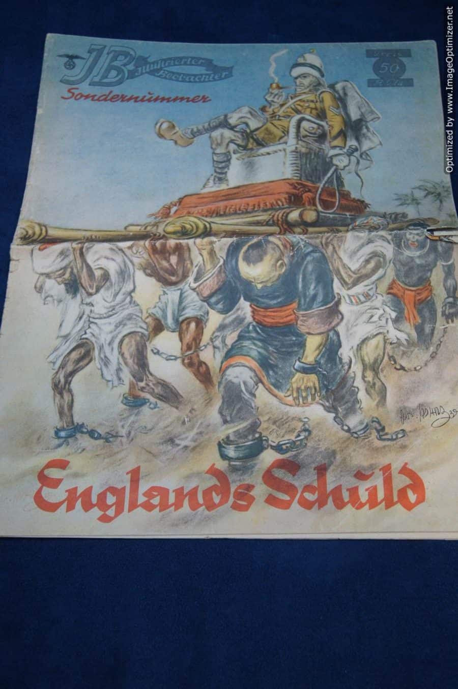 SMGL-2590 Racist, Derogatory Propaganda caricature Art on a fold out map England's Guilt