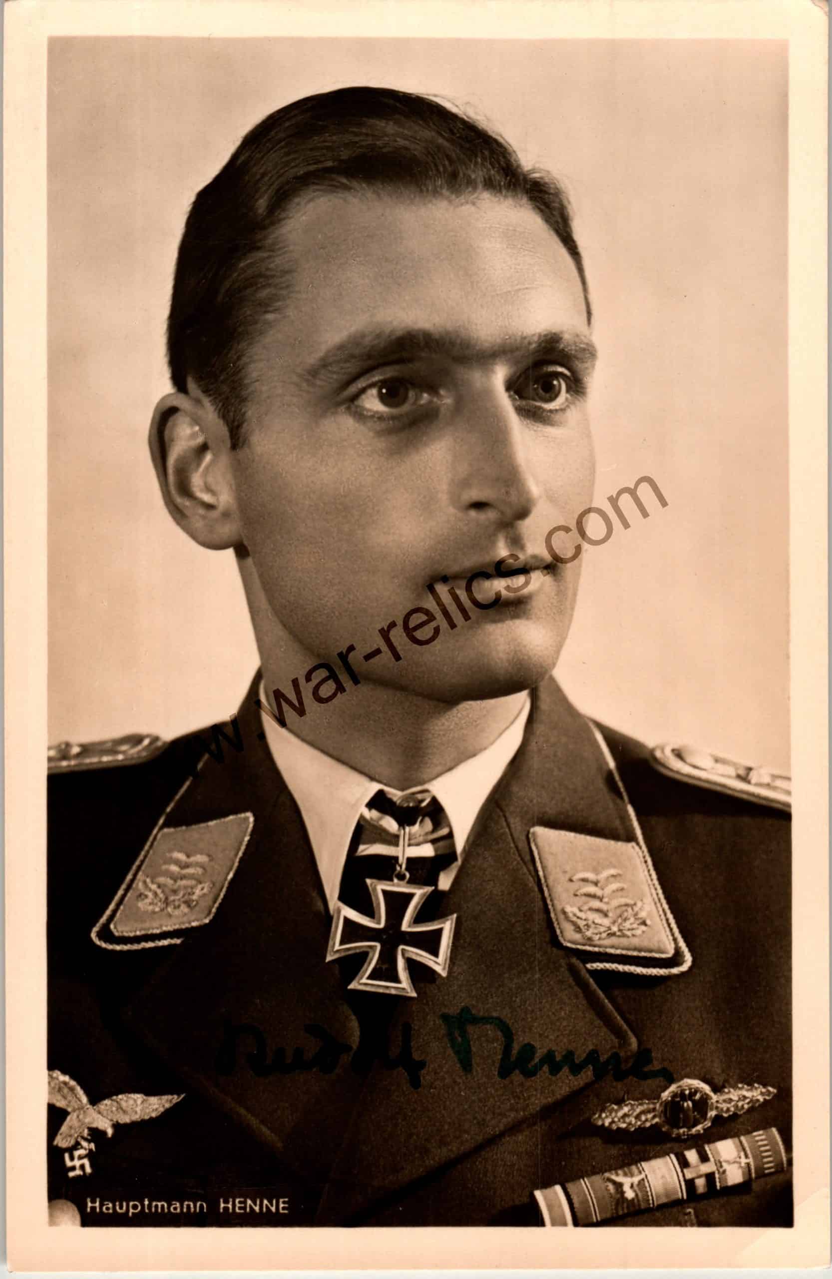 Rudolf Henne Signature Bomber ACE Knights Cross Winner