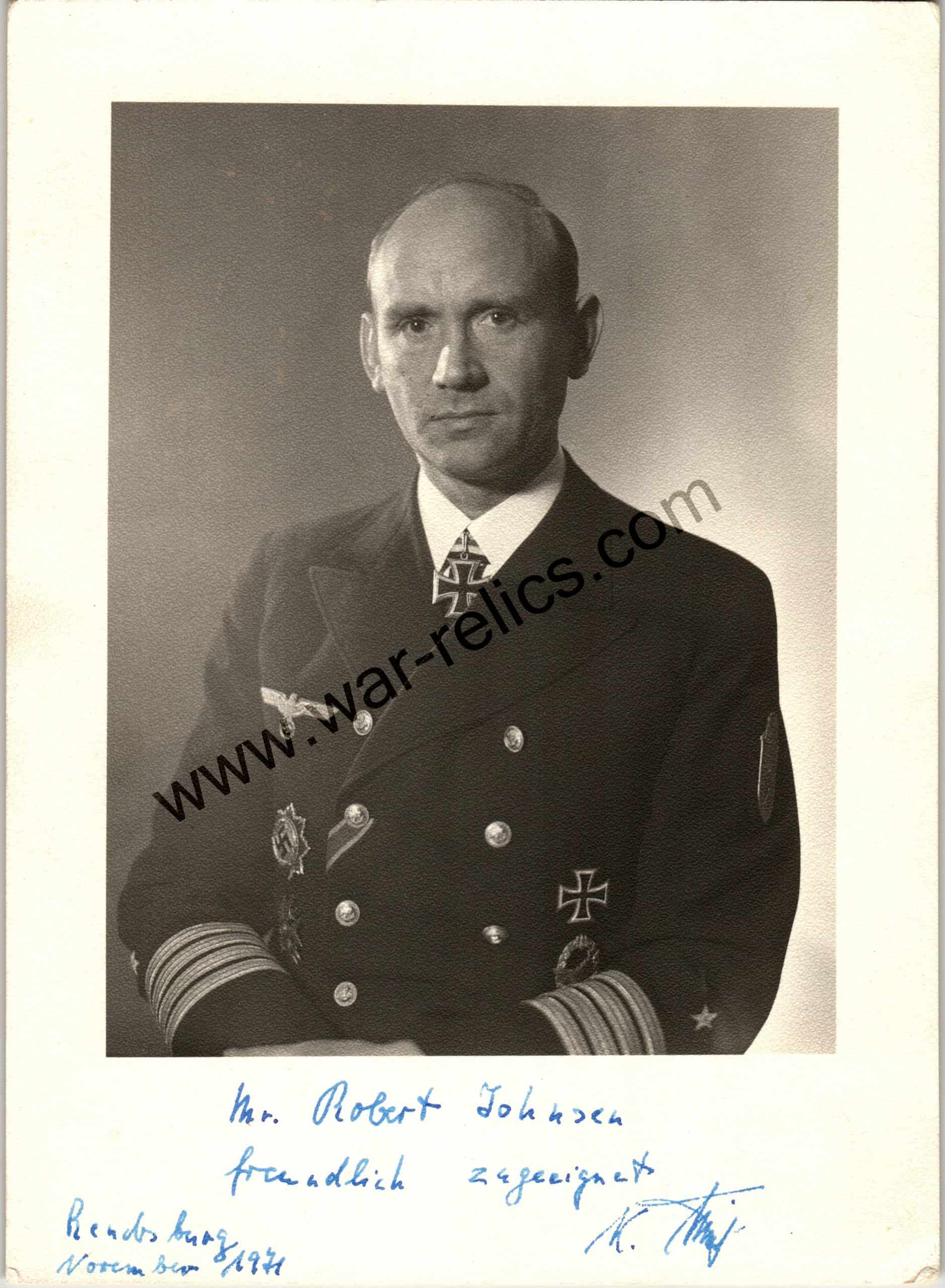 Karl Smidt , Admiral Signature on letter and portrait
