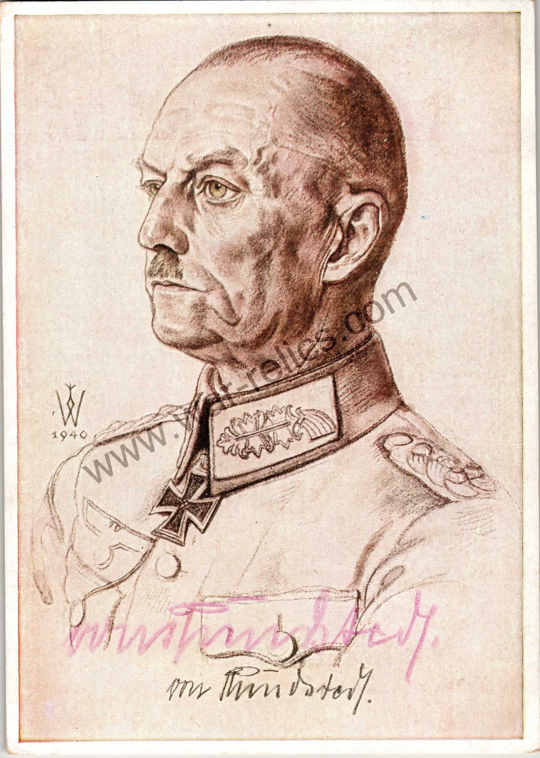 Field Marshall Gerd Von Rundstedt War Time Signature