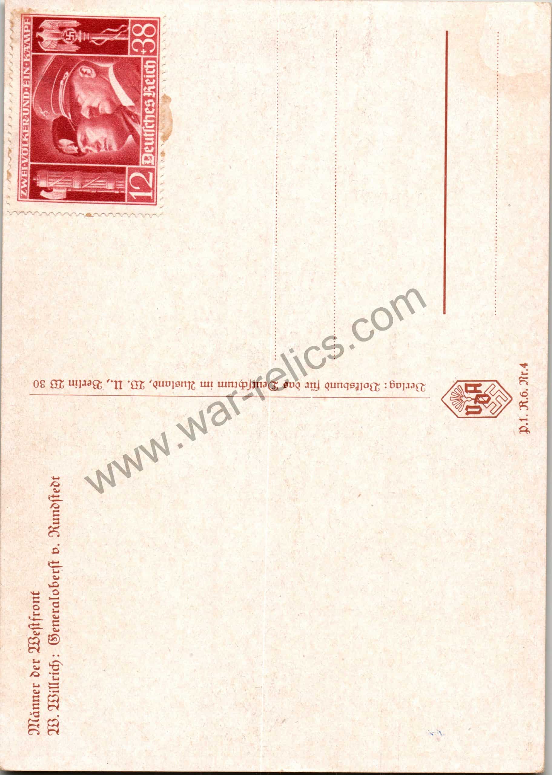 Field Marshall Gerd Von Rundstedt War Time Signature