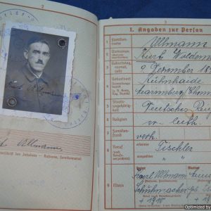 SMGL-2607 Heer Wehrpass Kurt Allmann Carpenter. Battle entry