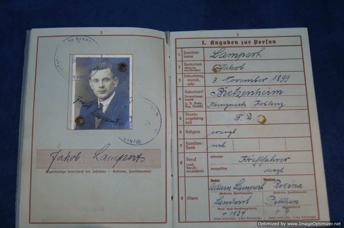 Luftwaffe Wehrpass Jacob Lampert