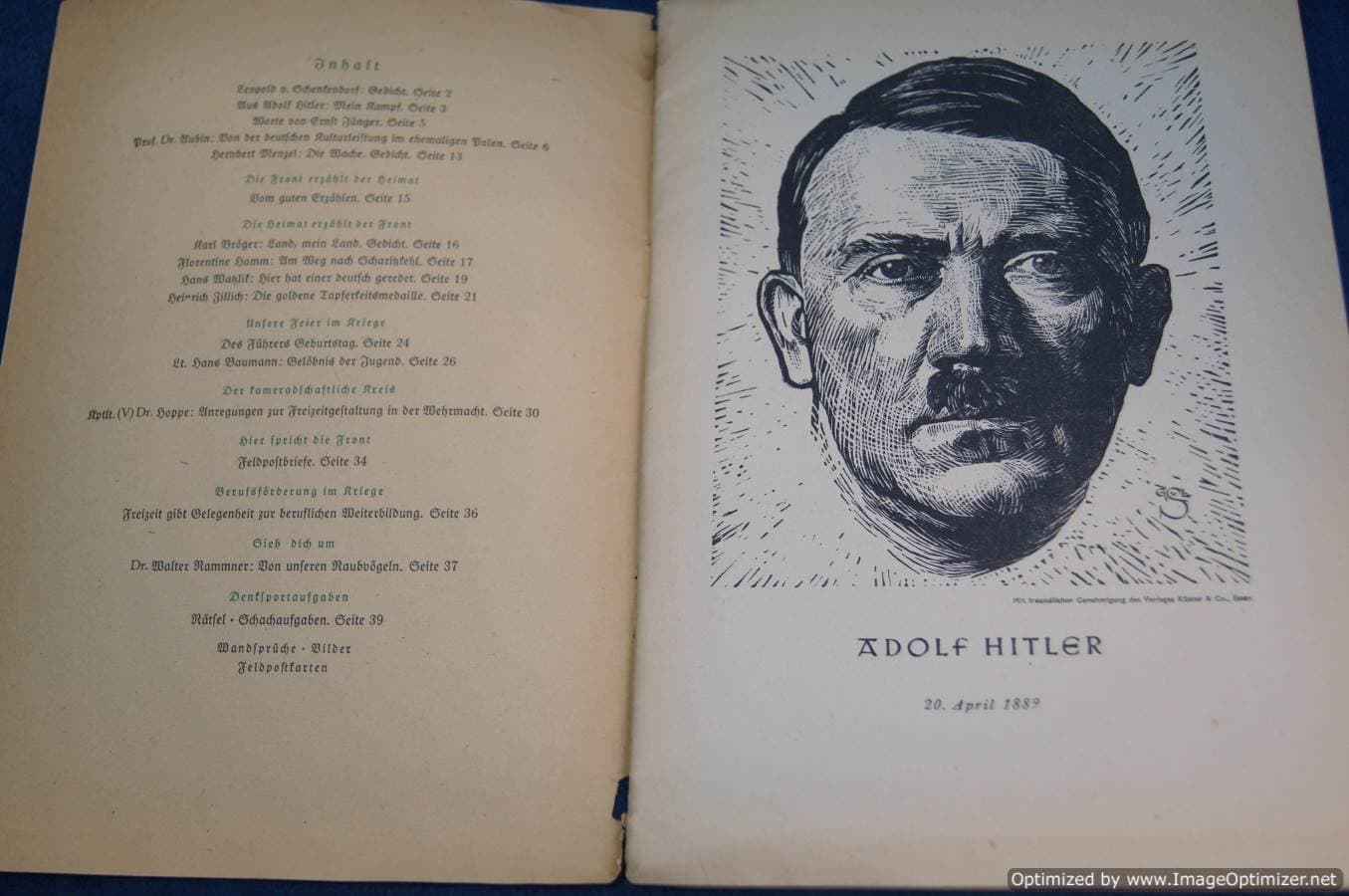 Soldiers’ sheets for celebration and leisure April 1940