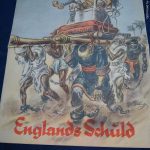 Racist, Derogatory Propagandacaricature Art on a f old out map England’s Guilt Englands schuld map