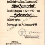 Promotion document from unteroffizier to Feldwebel