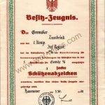Shooting award document for Grenadier Zumbrink for 98 rifle dated 1932