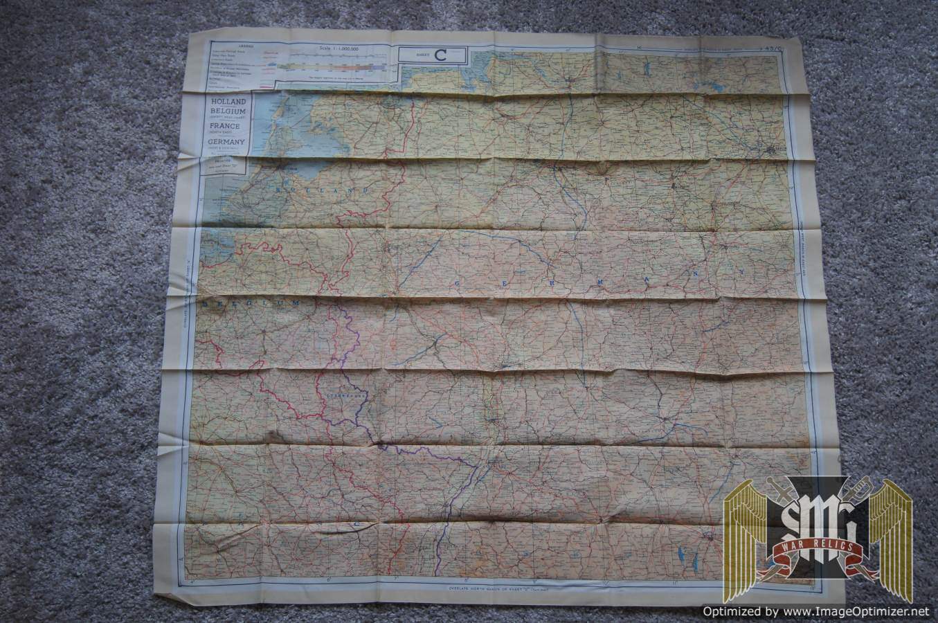 U.S. WWII 1943 Color Silk Escape Map 43/C 43/D