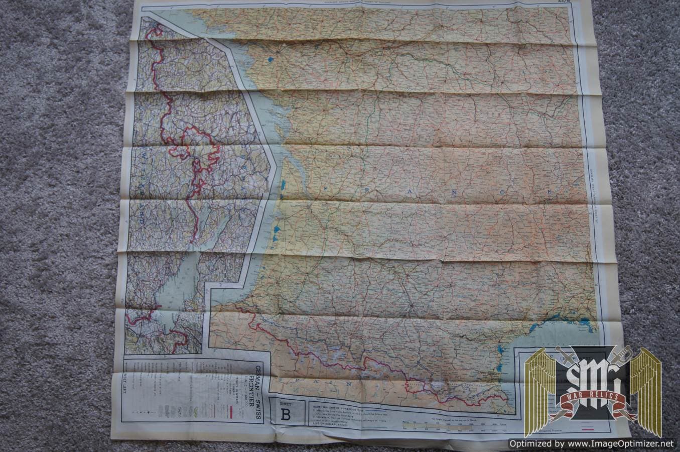 Original U.S. WWII 1943 Color Silk Escape Map 43/A 43/B