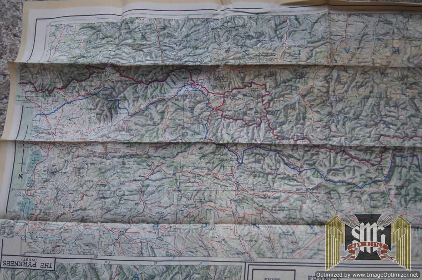 Original U.S. WWII 1943 Color Silk Escape Map 43/A 43/B