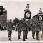 Germany Awakes Cigarette album card/photo SA standard bearers