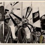 Germany Awakes Cigarette album card/photo Prussian flag standard bearers