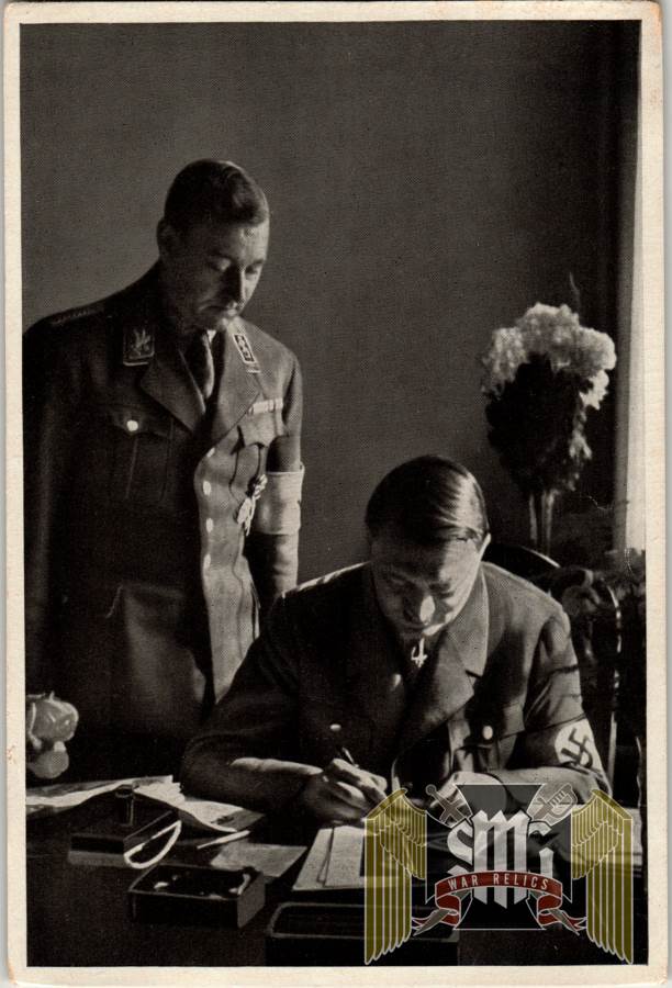 Germany Awakes Cigarette album card/photo Hitler and his chief of staff