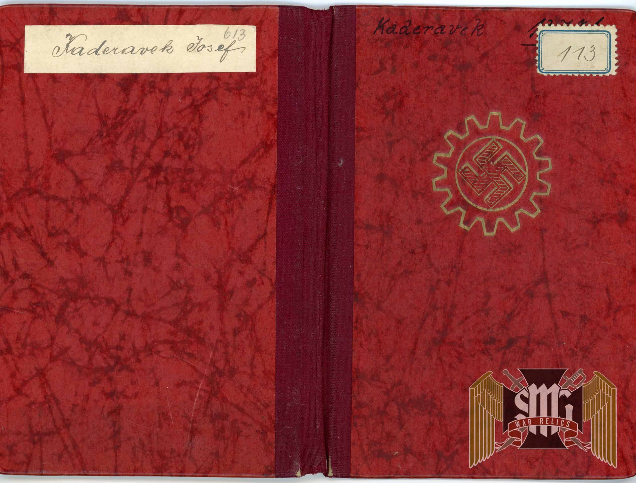 DAF Member Book for Josef Kaderavek