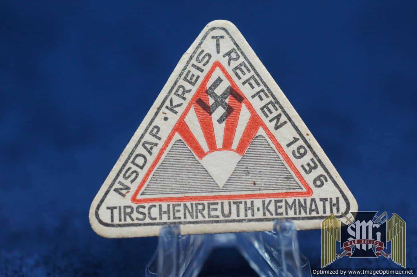 NSDAP Kreis Treffen 1936 TirschenreuthKemnath Paper badge