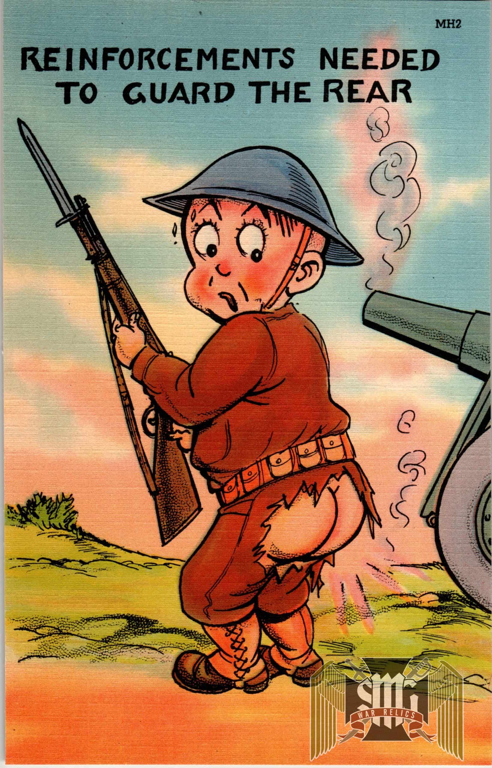 WW1 era US post card "Reinforcements needed to Guard the Rear"