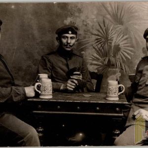 WW1 post card playing cards and beer steins