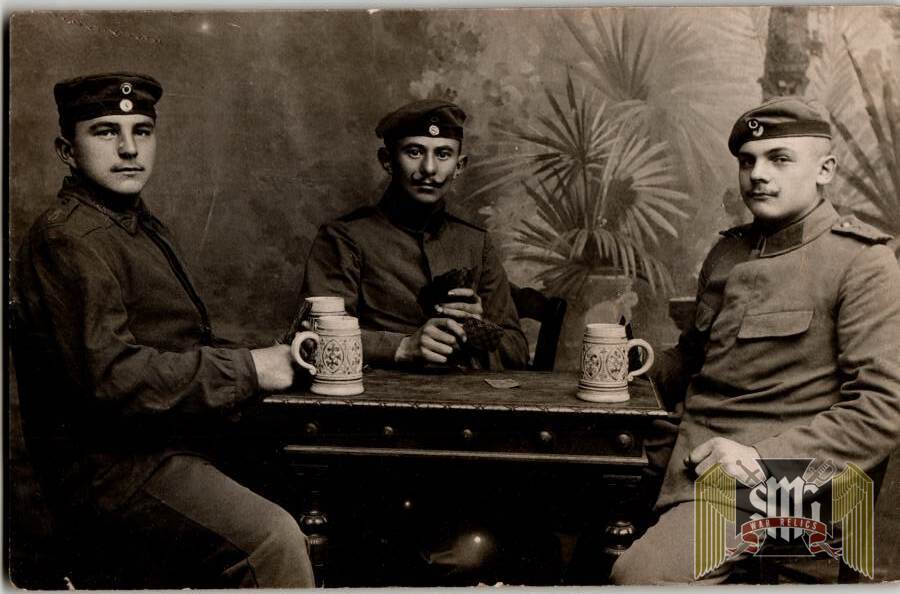 WW1 post card playing cards and beer steins