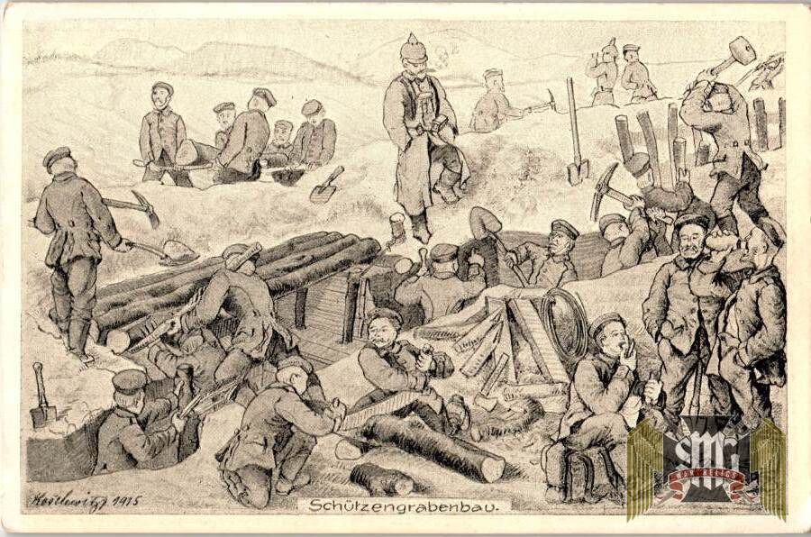 WW1 post card schutzengrabenbau