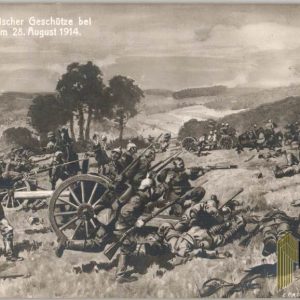 WW1 post card Capture of the British Guns at St. Quentin 1914