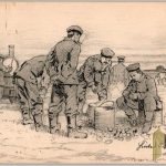 WW1 post card Peeling potatoes