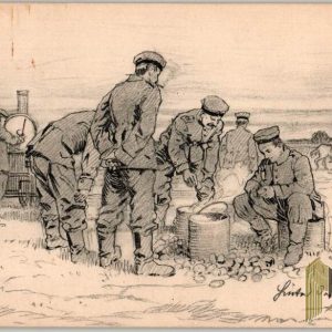 WW1 post card Peeling potatoes