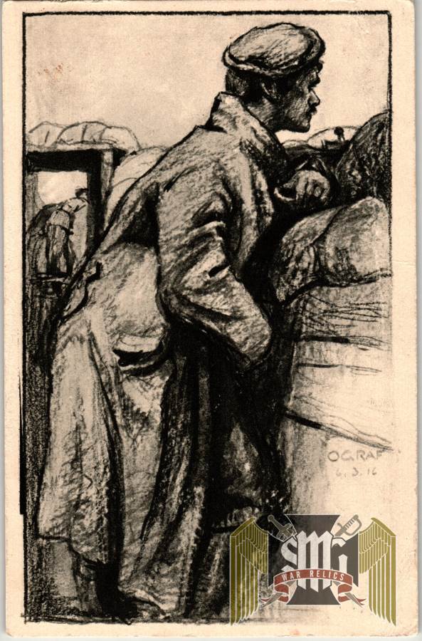 SMGM-3383 WW1 post card German trench