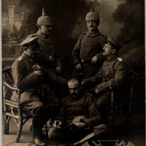 WW1 post card Group officers with swords