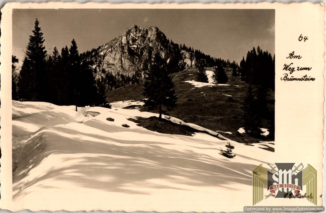 Post card 1935 Mt. Brunnstein w/ edelweiss ink stamp