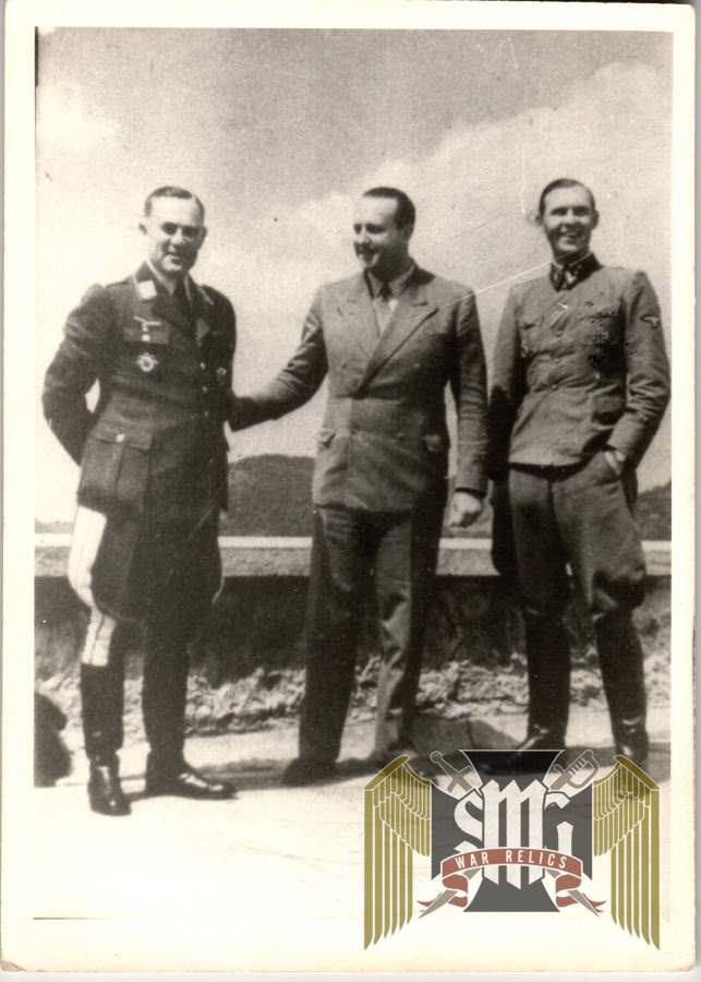 Picture Card General Bodenschatz, Richard Schulze and Walther Hewel