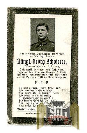 WW1 Death Card Iron Cross 2nd class winner