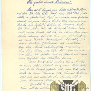 3231 Letter to Westermaier Family regarding Death of son. From Hauptfelwebel