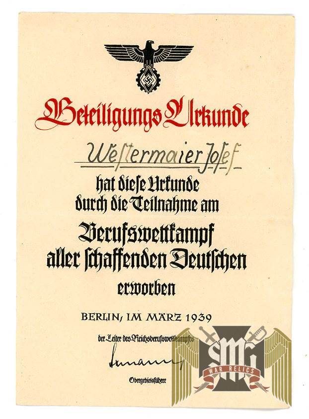 Youth National Trade Competition Participation Certificate