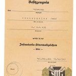 SMGM-3237 Infantry Assault badge in Silver Award Document "Westermeier" 10/1943