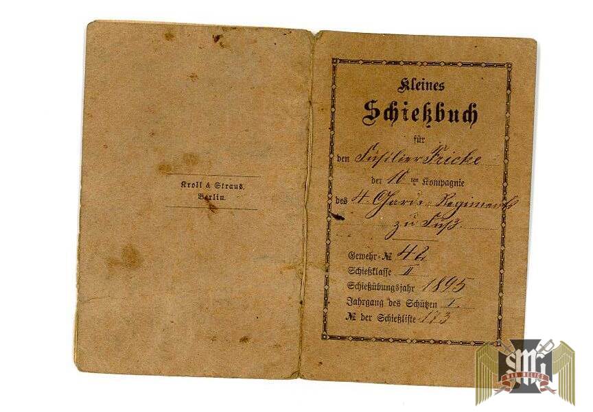 Shooting book from 1895 & Civil servent card For "Fricke" Family