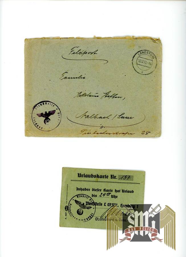 Large grouping of letters with thrid reich feldpost stamps and nice Holiday pass