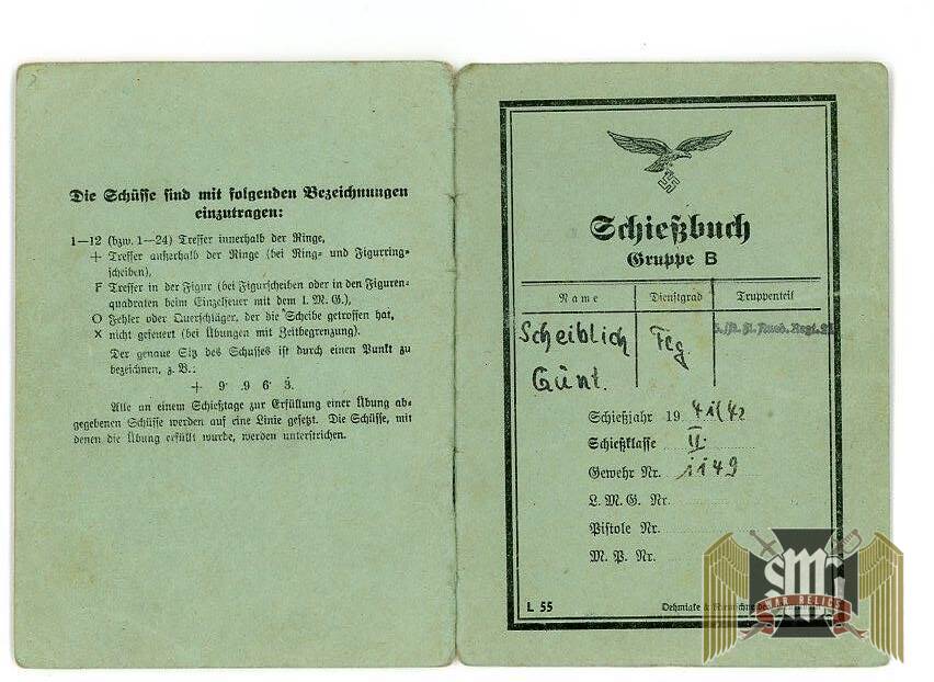 Luftwaffe Shooting book Schiessbuch