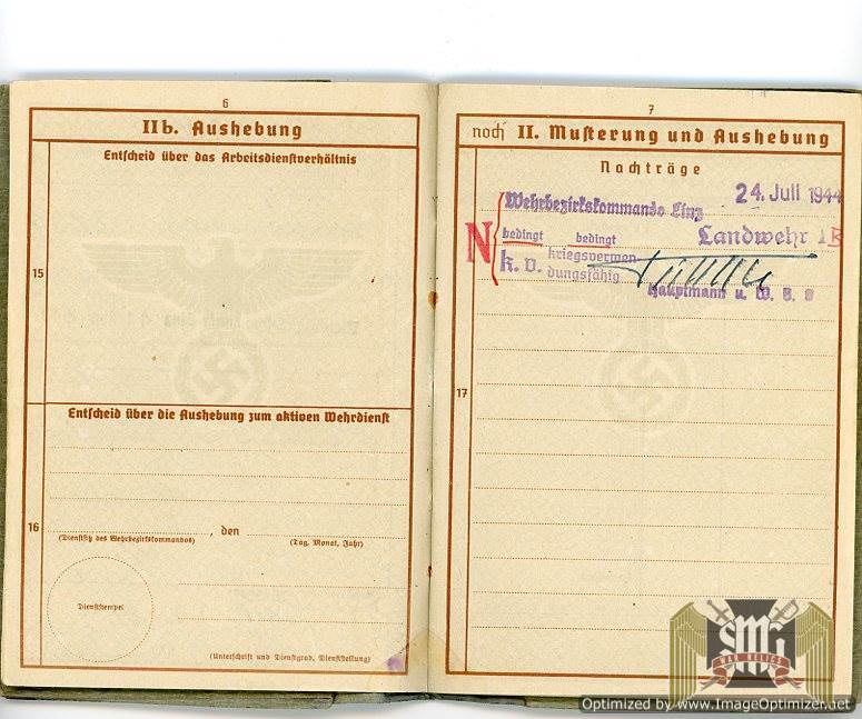 Wehrpass "Franz Krentl"