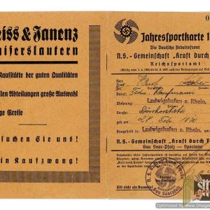 KDF Jahressportkarte Annual sports pass 1936/37