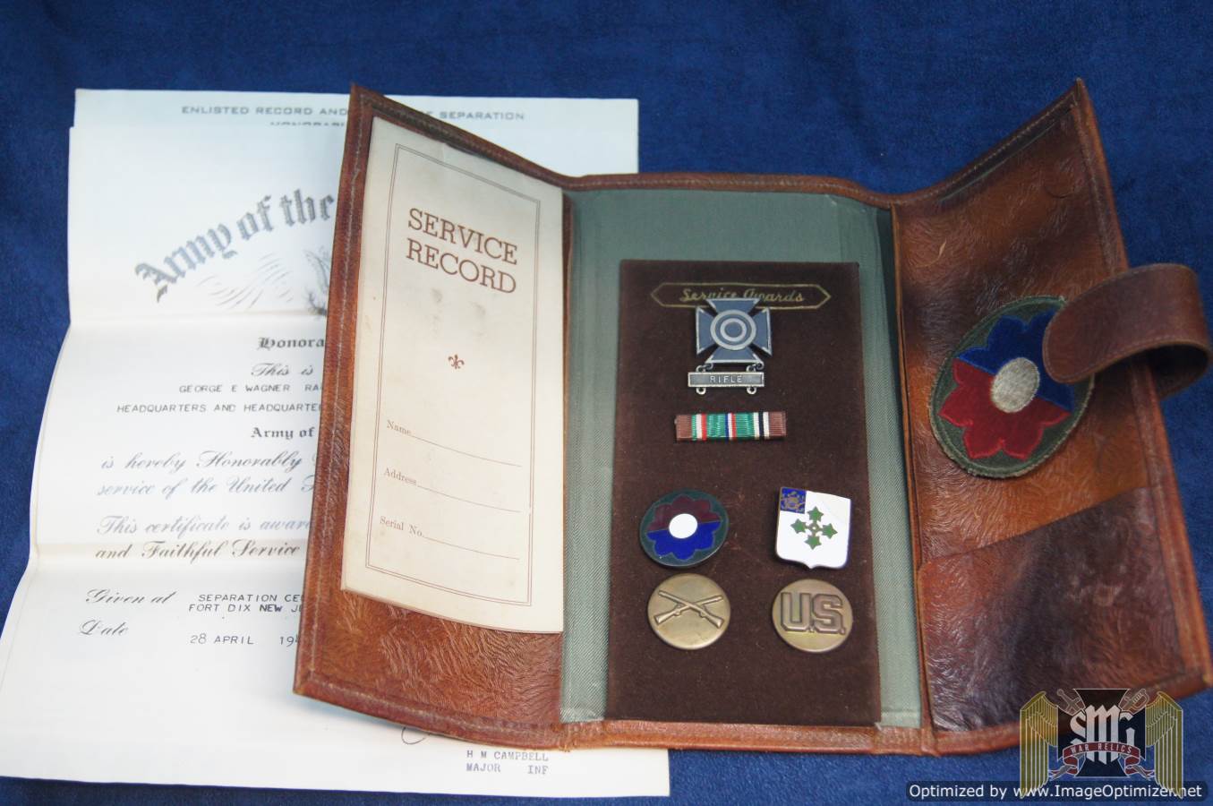 Honorable Discharge Leather Tri Fold 9th army With goodies!