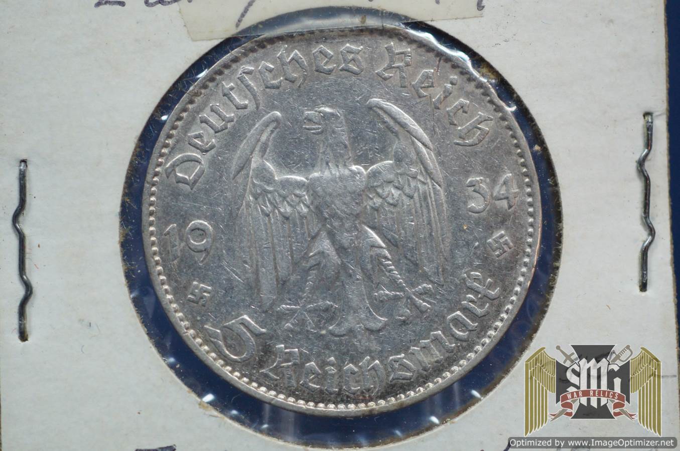 Third Reich Germany 1934-F 5 Reichsmark Garrison Church Silver Coin