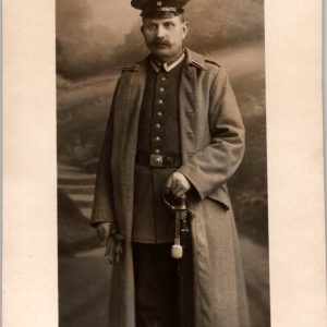 WW1 postcard German Officer with sword
