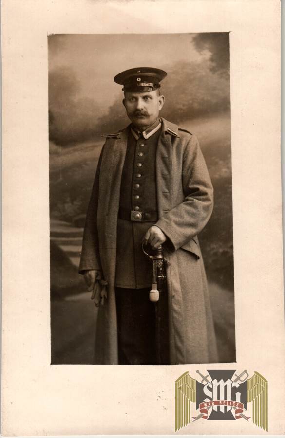WW1 postcard German Officer with sword