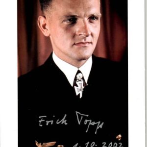 Admiral Erich Topp signature Knights Cross winner Oaks and Swords