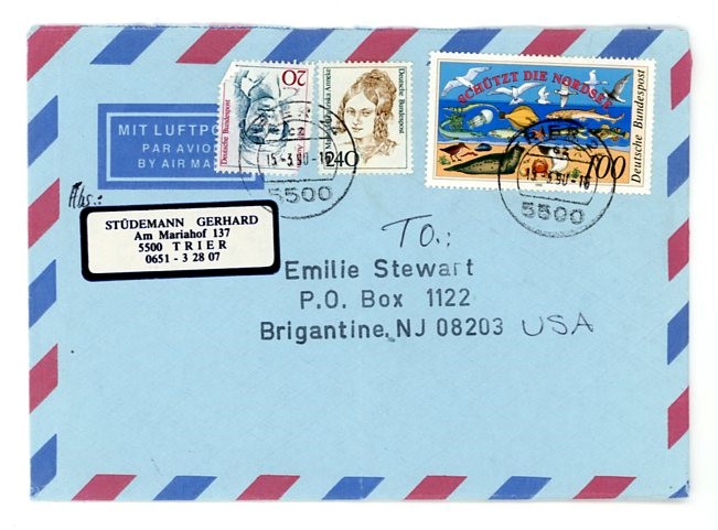 Gerhard Stüdemann Knights Cross Winner signatures W/Envelope to Emilie Caldwell Stewart