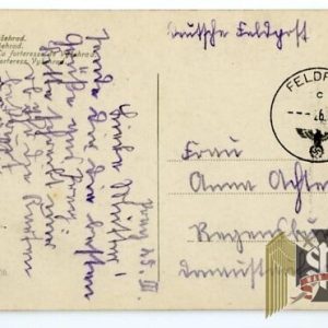 Post card with 1939 Nazi Stamp of ship in Prague