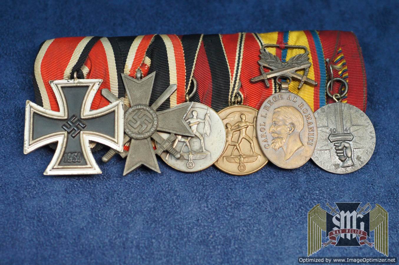 6 pc medal Bar. EK2, KVK2, Anschluss, Sudentenland, Romaniei Order, Crusade against communism