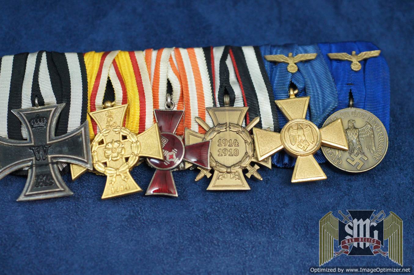 Medal bar 1914 ek2, Lippe, Hanseatic, Hindenburg, 40yr Heer, 12yr heer