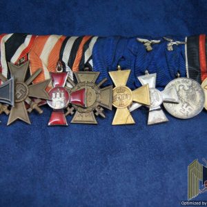 8 pc Medal bar 1914 ek2, KVK2 Hanseatic, Hindenburg, Imperial 25 yr, 18 luft, 4 year luft, sudentenland