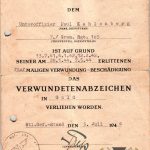Award document grouping to Paul Kahlenberg Gold/Silver wound badges, EK2, Ost medal